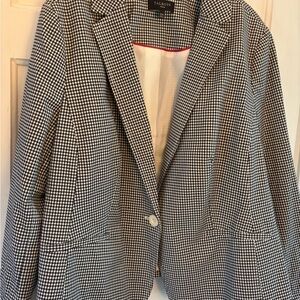 Talbots Black and White Blazer Timeless Checkered Style